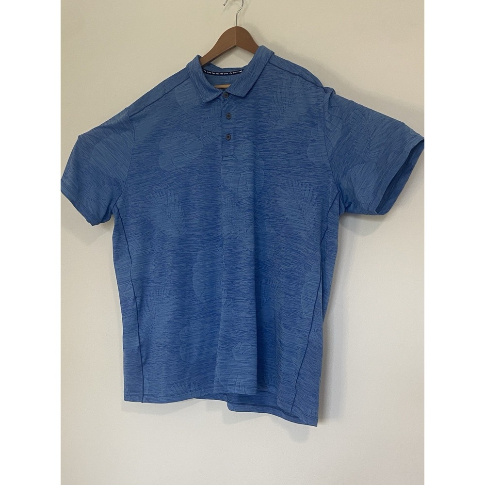 Tommy Bahama‎ Delray Frond Blue Leaf Island Zone Golf/ Activewear Polo -Size 3XL